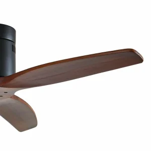 Lucande ventilateur de plafond Vindur, noir/bois, DC, silencieux^ Ventilateurs