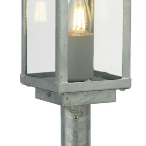 Searchlight Luminaire pour socle Box II, hauteur 50 cm, argent/clair, verre, IP44^ Potelets Extérieurs