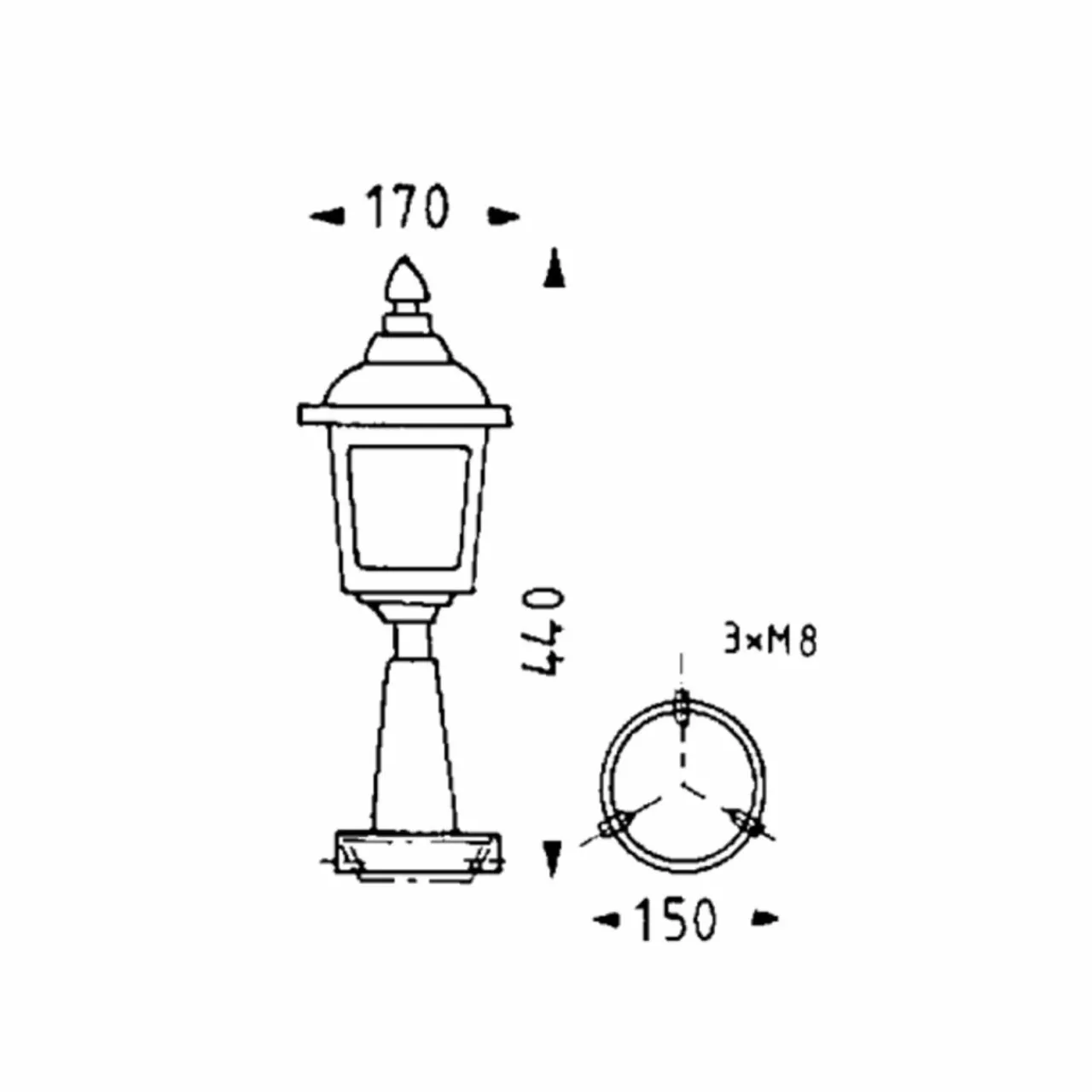luminaire_pour_socle_rustique__noir_1.webp Albert Leuchten Luminaire pour socle RUSTIQUE 722 noir^ Potelets Extérieurs