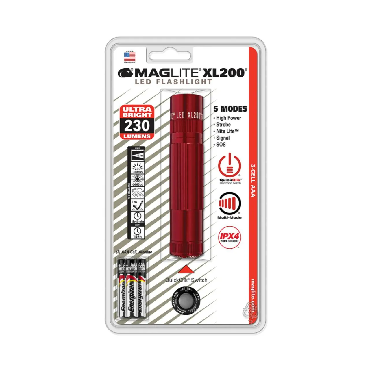 maglite_lampe_de_poche_led_xl_cell_aaa_rouge_1.webp Maglite lampe de poche LED XL200, 3-Cell AAA, rouge^ Lampes Torche