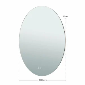 ORION Miroir LED Focus, Ø 60 cm, CCT, antibuée, variateur tactile^ Meubles & Aménagements