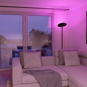 tint Müller Licht Lampadaire à éclairage indirect LED Pavo, RVB, CCT, métal^ Lampadaires Connectés
