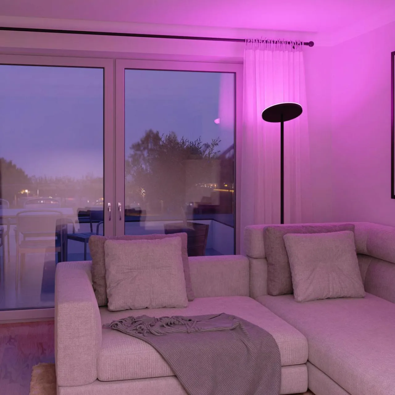 tint Müller Licht Lampadaire à éclairage indirect LED Pavo, RVB, CCT, métal^ Lampadaires Connectés