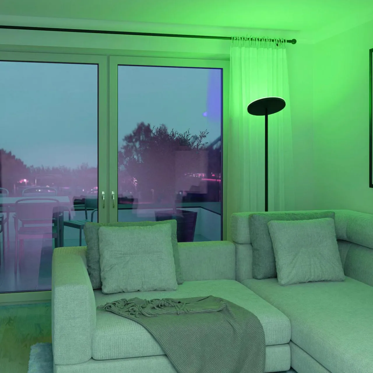 tint Müller Licht Lampadaire à éclairage indirect LED Pavo, RVB, CCT, métal^ Lampadaires Connectés