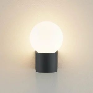 Molto Luce applique d'extérieur Lanu Round, noir, aluminium/verre^ Appliques Murales Extérieures