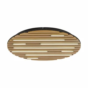 Q-Smart-Home Paul Neuhaus Plafonnier LED Smart Q-Akustik, bois Ø 60 cm^ Plafonniers Connectés