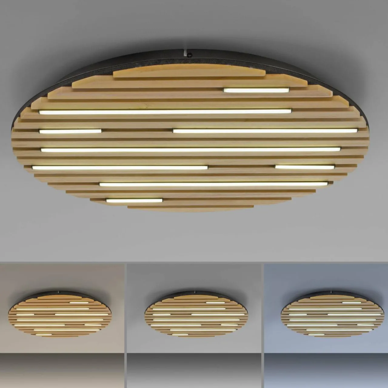 paul_neuhaus_plafonnier_led_smart_qakustik_bois___cm_5.webp Q-Smart-Home Paul Neuhaus Plafonnier LED Smart Q-Akustik, bois Ø 60 cm^ Plafonniers Connectés