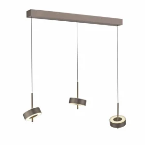 Q-Smart-Home Paul Neuhaus Suspension Smart LED Q-Rotate marron foncé à 3 lampes^ Suspensions Connectées