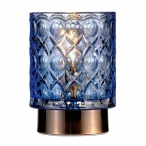 Pauleen Chic Glamour LED E14 batterie bleu/laiton^ Lampes Décoratives