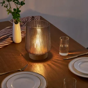 Pauleen Fancy Glamour LED E27 batterie taupe bois^ Lampes Décoratives