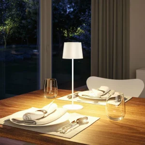 Paulmann Lampe à poser LED rechargeable Gilo, blanc, plastique, IP44^ Lampes Décoratives