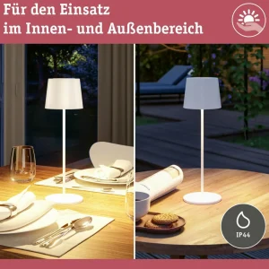 Paulmann Lampe à poser LED rechargeable Gilo, blanc, plastique, IP44^ Lampes Décoratives