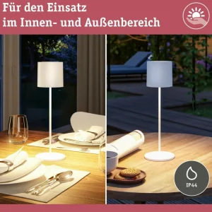 Paulmann Lampe à poser LED rechargeable Tuni, blanc, plastique, IP44^ Lampes Décoratives