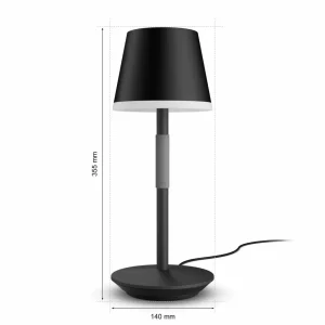 Philips Hue Go lampe de table LED abat-jour noir^ Lampes Décoratives