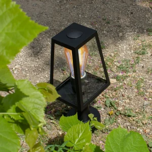 LUTEC Potelet Fia en noir mat avec verre transparent^ Potelets Extérieurs
