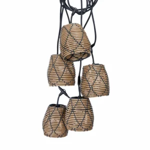 PR Home Guirlande lumineuse d'extérieur Lollo, aspect rotin, à 5 lampes^ Lampes Décoratives
