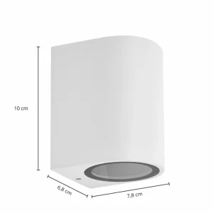 PRIOS applique d'extérieur Tetje, blanc, rond, 10 cm, set de 4 pièces^ Appliques Murales Extérieures