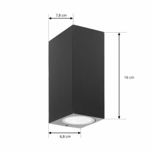 PRIOS applique d'extérieur Tetje, noir, angulaire, 16 cm, set de 4 pièces^ Appliques Murales Extérieures