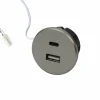Hera Prise USB-A + USB-C, acier, encastrement dans le meuble, entrée 24V 20W^ Matériel Électrique