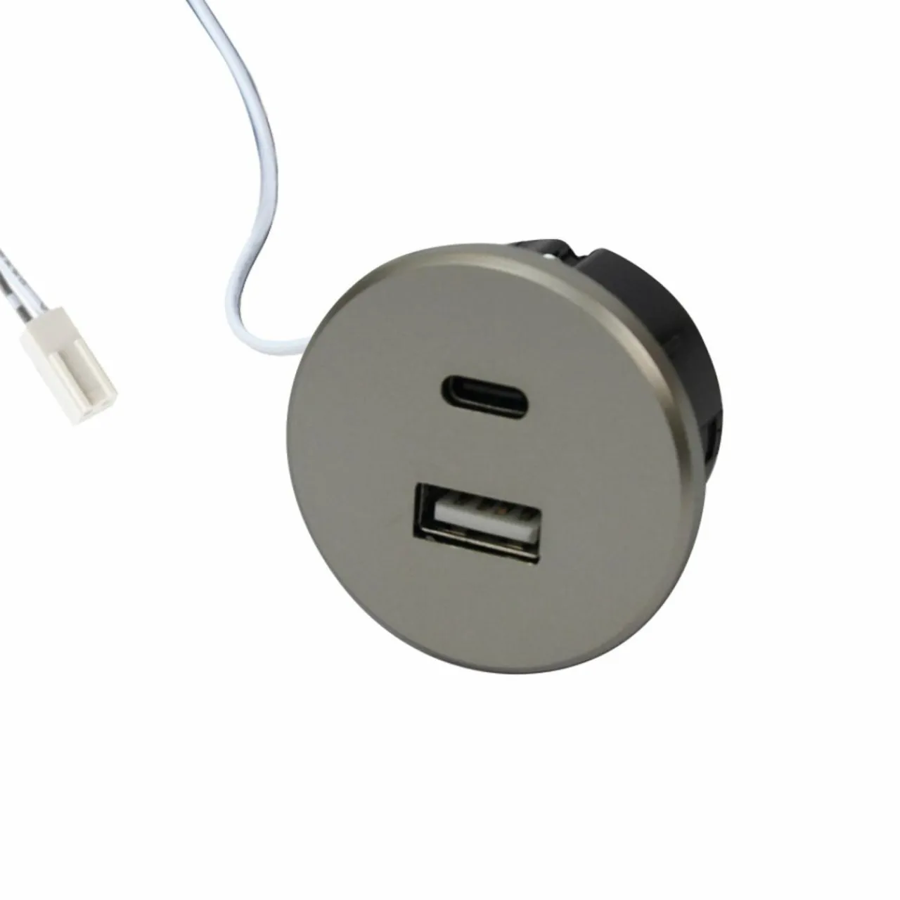 Hera Prise USB-A + USB-C, acier, encastrement dans le meuble, entrée 24V 20W^ Matériel Électrique