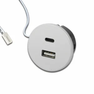 Hera Prise USB-A + USB-C, blanc, montage sur meuble, entrée 24V, 20W^ Matériel Électrique