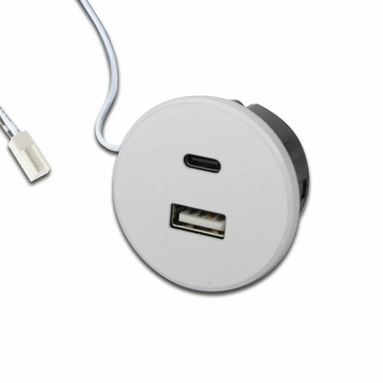 Hera Prise USB-A + USB-C, blanc, montage sur meuble, entrée 24V, 20W^ Matériel Électrique