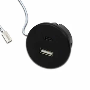 Hera Prise USB-A + USB-C, noire Encastrement dans le meuble Entrée 24V 20W^ Matériel Électrique