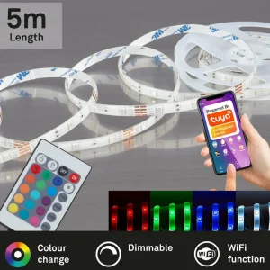 Briloner Ruban RVB LED WiFi, 500 cm, avec télécommande^ Lampes Décoratives