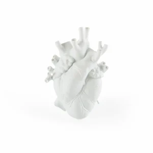 SELETTI Vase Love in Bloom, blanc, forme de cœur, porcelaine^ Meubles & Aménagements