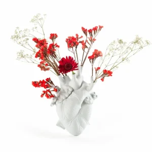 SELETTI Vase Love in Bloom, blanc, forme de cœur, porcelaine^ Meubles & Aménagements