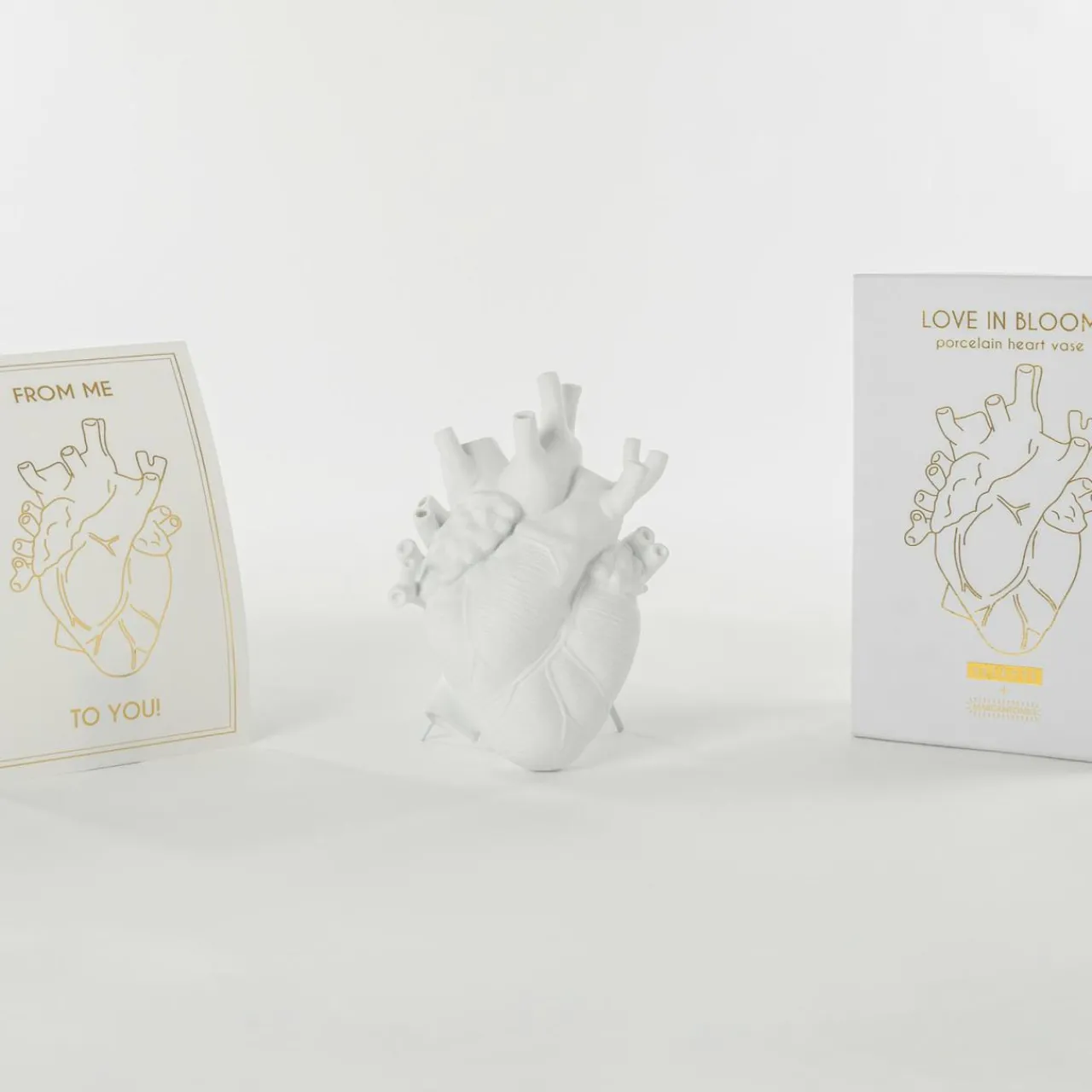 SELETTI Vase Love in Bloom, blanc, forme de cœur, porcelaine^ Meubles & Aménagements