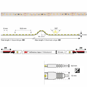 The Light Group SLC Ruban LED Sauna jusqu'à 105°C, 24V IP67 5m 3.000K^ Lampes Décoratives