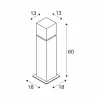 SLV Lampe pour socle Square Pole, hauteur 60 cm, gris, acier inoxydable^ Potelets Extérieurs