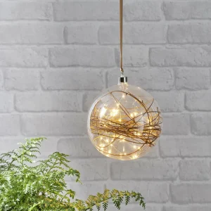 STAR TRADING Sphère déco LED Glow transparente, rotin Ø 20 cm^ Lumière De Noël