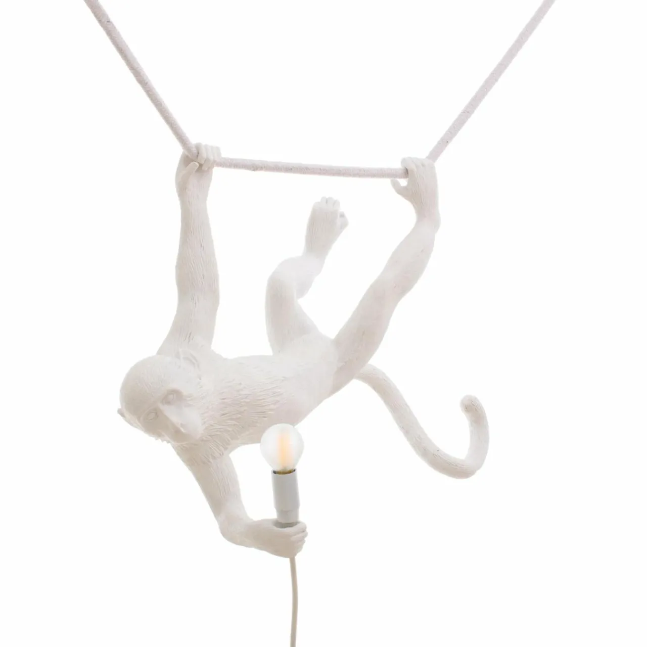 suspension_dco_led_monkey_lamp_blanche_oscillante_0.webp SELETTI Suspension déco LED Monkey Lamp blanche oscillante^ Lampes Décoratives