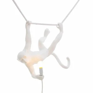 SELETTI Suspension déco LED Monkey Lamp blanche oscillante^ Lampes Décoratives