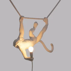 SELETTI Suspension déco LED Monkey Lamp blanche oscillante^ Lampes Décoratives