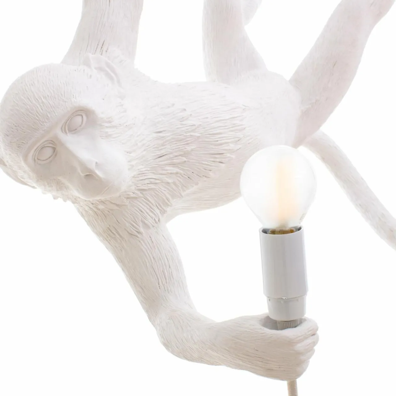 suspension_dco_led_monkey_lamp_blanche_oscillante_6.webp SELETTI Suspension déco LED Monkey Lamp blanche oscillante^ Lampes Décoratives