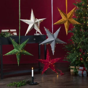 STAR TRADING Étoile déco Velvet guirlande LED Dew Drop rouge^ Lumière De Noël