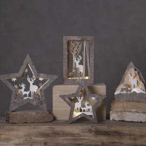 STAR TRADING Étoile décorative LED Faune en bois, hauteur 24 cm^ Lumière De Noël