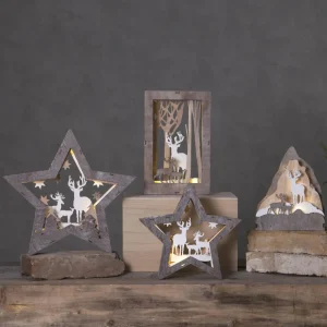 STAR TRADING Étoile décorative LED Faune en bois, hauteur 24 cm^ Lumière De Noël
