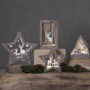 STAR TRADING Étoile décorative LED Faune en bois, hauteur 24 cm^ Lumière De Noël