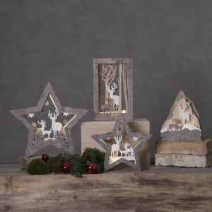 STAR TRADING Étoile décorative LED Faune en bois, hauteur 24 cm^ Lumière De Noël