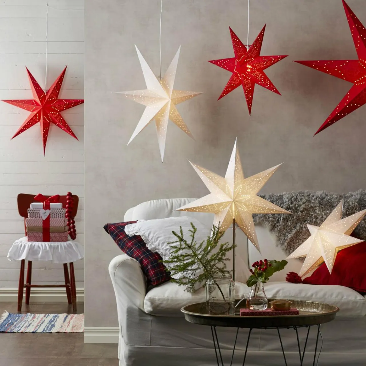 toile_en_papier_sensy__motif_suspension_1.webp STAR TRADING Étoile en papier Sensy à motif, suspension^ Lumière De Noël