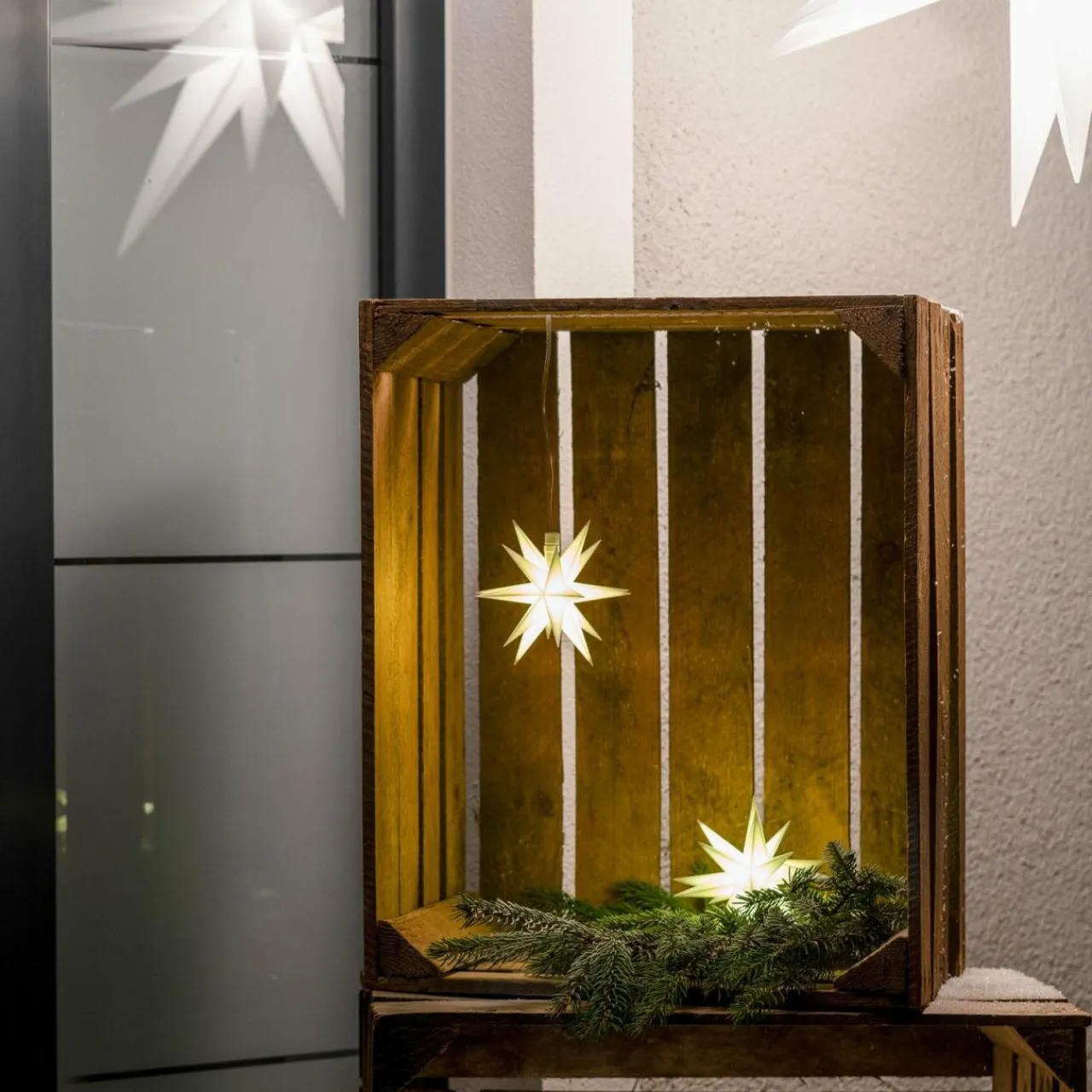 toile_led_extrieur__bras__cm_pile_blanche_0.webp STERNTALER Étoile LED, extérieur 18 bras Ø 12 cm pile blanche^ Lumière De Noël