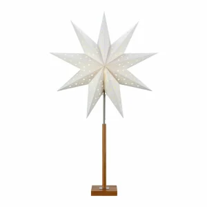 Markslöjd Étoile Solvalla sur pied en bois, 100 cm, blanche^ Lumière De Noël