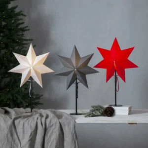 STAR TRADING Étoile sur pied Mixa métal/papier noire/rouge^ Lumière De Noël