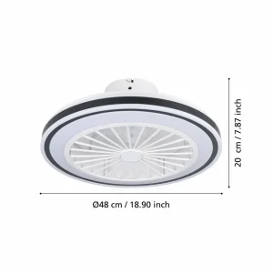 EGLO Ventilateur de plafond Almeria LED CCT, blanc/noir^ Ventilateurs
