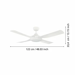 EGLO Ventilateur de plafond Bondi 1, LED, télécommande, CCT, blanc^ Ventilateurs