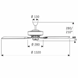 CasaFan Ventilateur de plafond Classic Royal 132 BN hêtre^ Ventilateurs